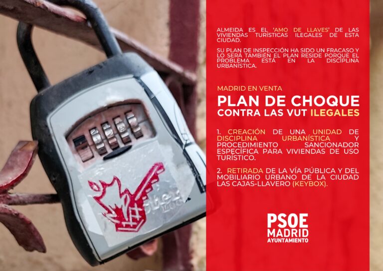Lee más sobre el artículo El PSOE exige un Plan de Choque para acabar con las Viviendas de Uso Turístico (VUT) que operan en Madrid